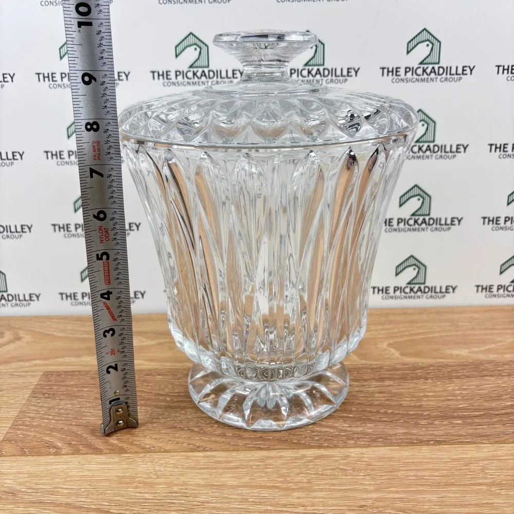 24% Lead Crystal Biscuit Jar W/Lid Ice Bucket By Block 8.5in Tall